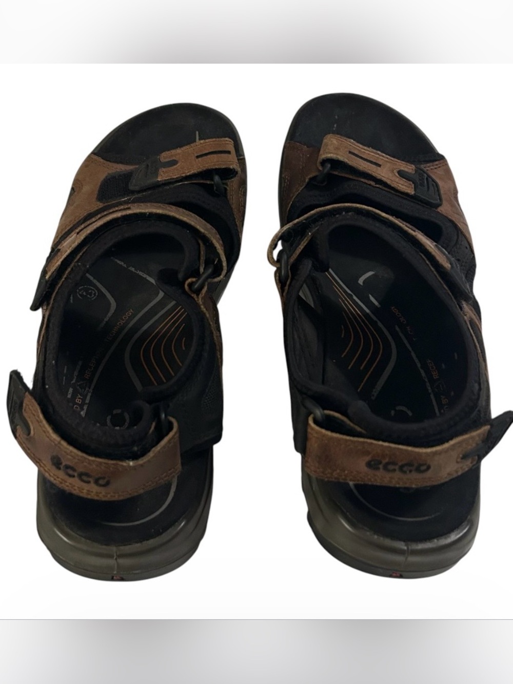 ECCO Yucatan Offroad Sandals Mens 43 US 9.5/10 Brown Leather Hiking Sport - Picture 2 of 9